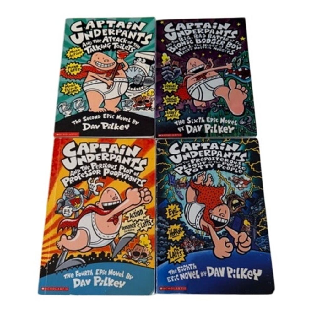 Captain Underpants Book Lot 4 Dav Pilkey Talking Toilets Professor Poopypants